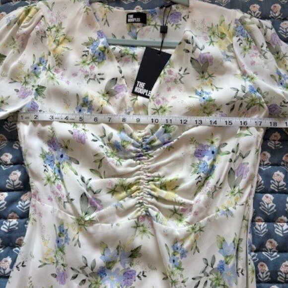 NWT Designer The Kooples Dress // White Blue Floral // Size 3, Large - Picture 8 of 9